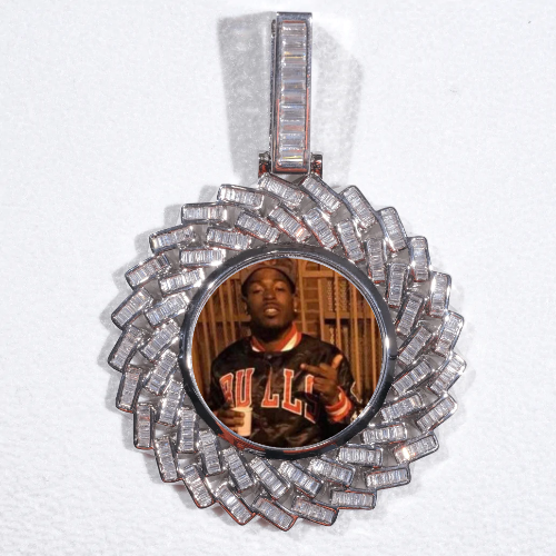 Large 3D Baguette Custom Picture Pendant