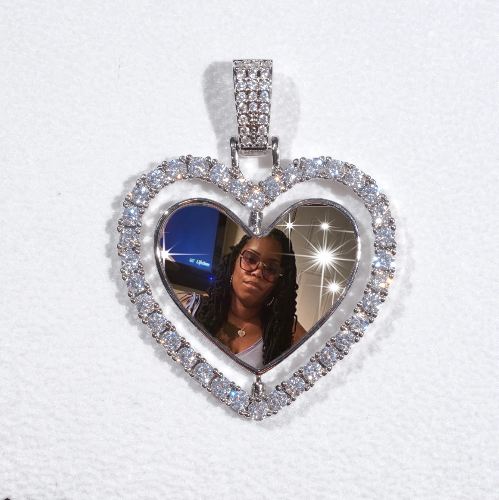 3D Spinning 2-Faced Heart Custom Picture Pendant
