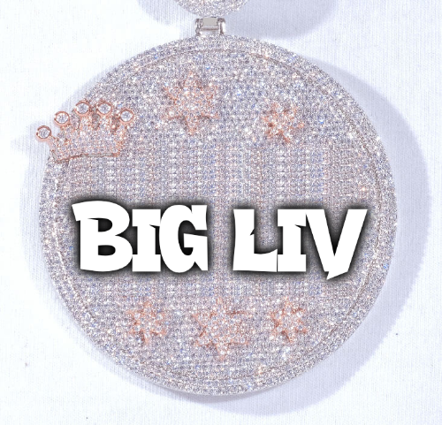 CUSTOM LETTER NECKLACE 3D BIG CROWN DISC