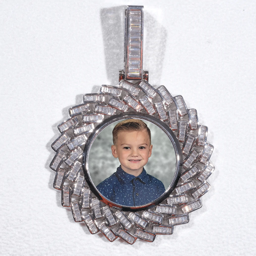 Large 3D Baguette Custom Picture Pendant