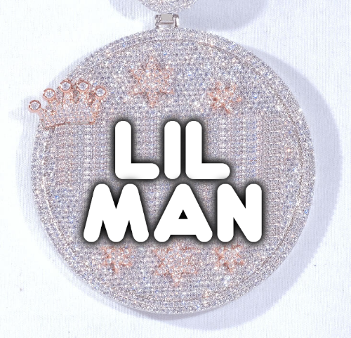 CUSTOM LETTER NECKLACE 3D BIG CROWN DISC