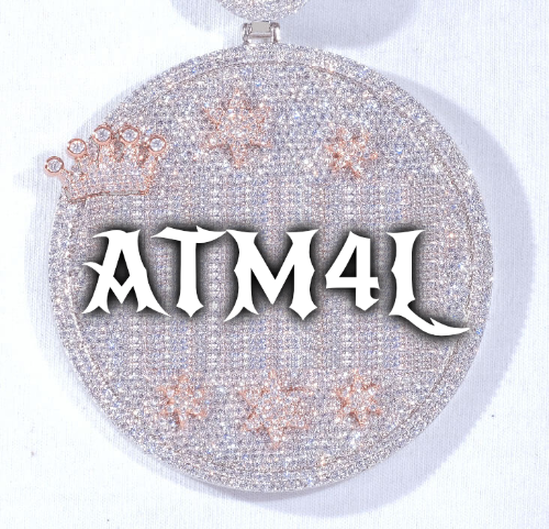 CUSTOM LETTER NECKLACE 3D BIG CROWN DISC