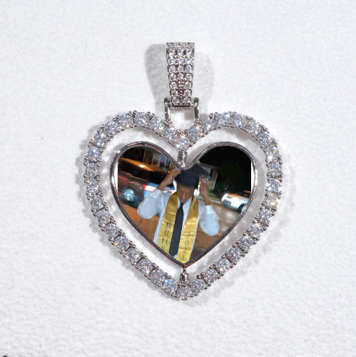 3D Spinning 2-Faced Heart Custom Picture Pendant