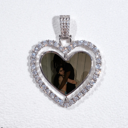 3D Spinning 2-Faced Heart Custom Picture Pendant