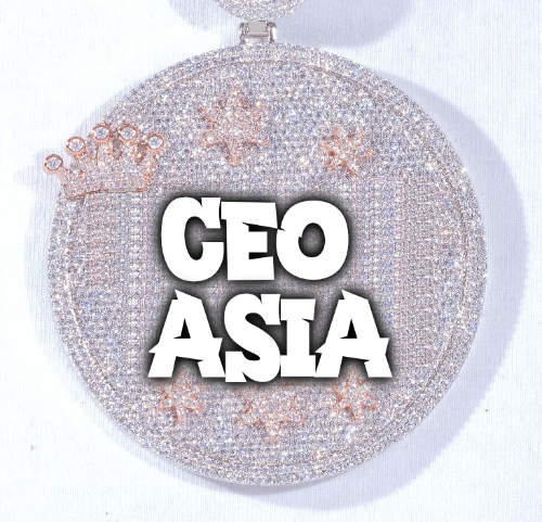 CUSTOM LETTER NECKLACE 3D BIG CROWN DISC
