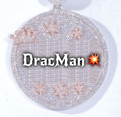 CUSTOM LETTER NECKLACE 3D BIG CROWN DISC