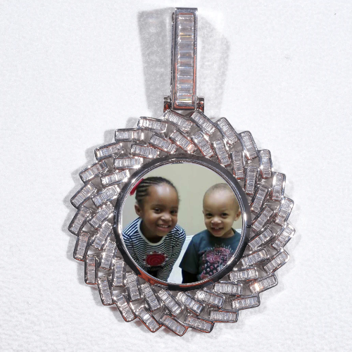 Large 3D Baguette Custom Picture Pendant