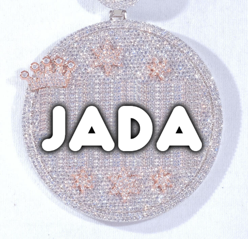 CUSTOM LETTER NECKLACE 3D BIG CROWN DISC