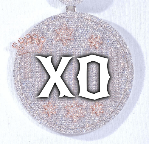 CUSTOM LETTER NECKLACE 3D BIG CROWN DISC