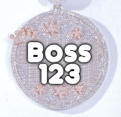 CUSTOM LETTER NECKLACE 3D BIG CROWN DISC