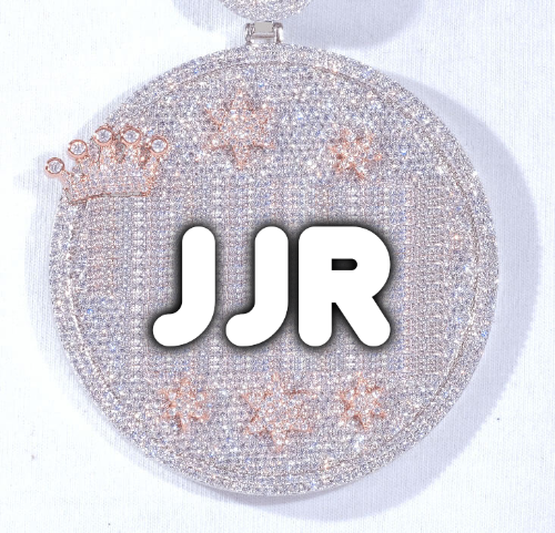 CUSTOM LETTER NECKLACE 3D BIG CROWN DISC