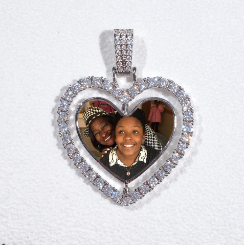 3D Spinning 2-Faced Heart Custom Picture Pendant