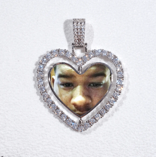3D Spinning 2-Faced Heart Custom Picture Pendant