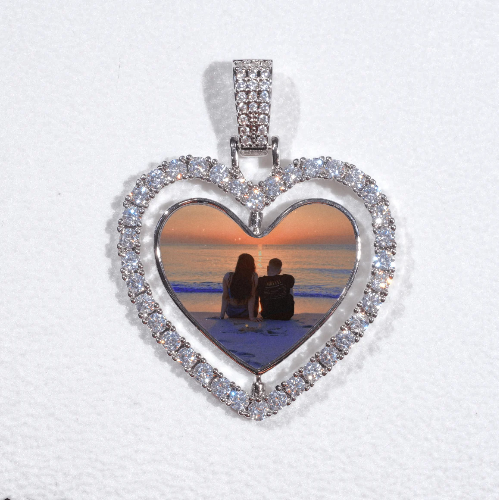 3D Spinning 2-Faced Heart Custom Picture Pendant