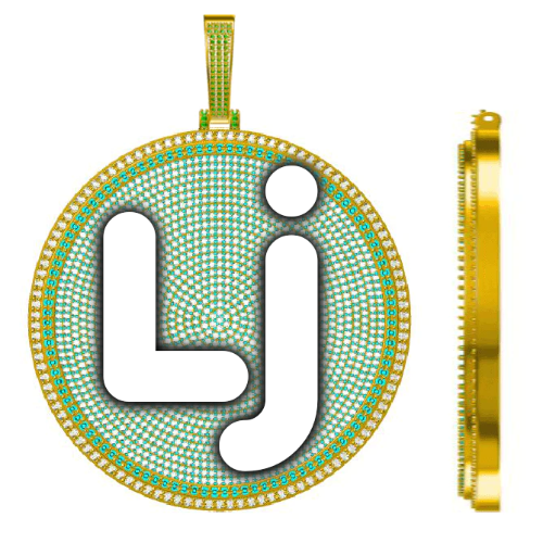 CUSTOM LETTER NECKLACE 3D BIG DISC