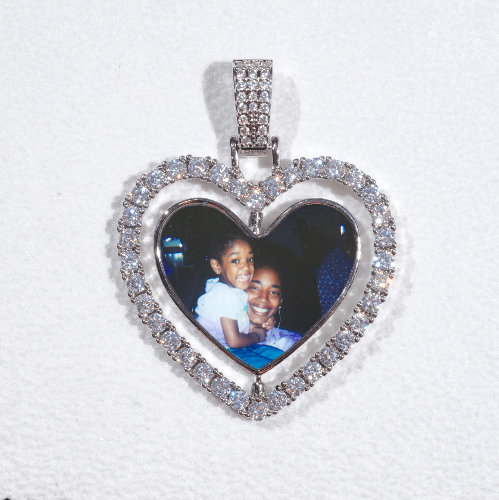 3D Spinning 2-Faced Heart Custom Picture Pendant