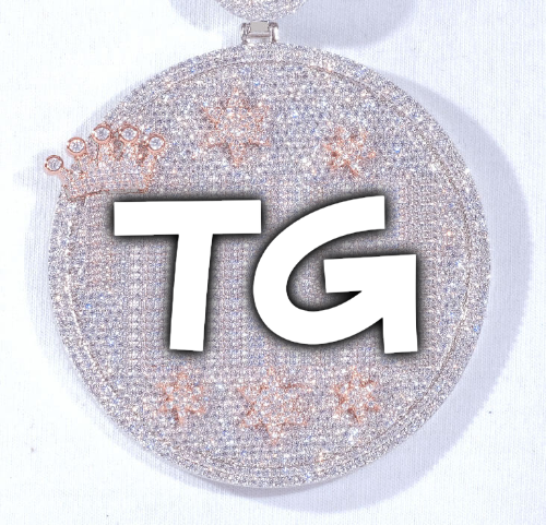 CUSTOM LETTER NECKLACE 3D BIG CROWN DISC