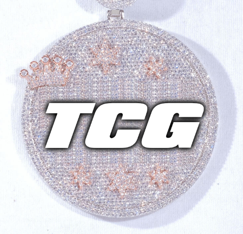 CUSTOM LETTER NECKLACE 3D BIG CROWN DISC