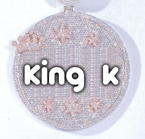 CUSTOM LETTER NECKLACE 3D BIG CROWN DISC