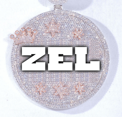 CUSTOM LETTER NECKLACE 3D BIG CROWN DISC