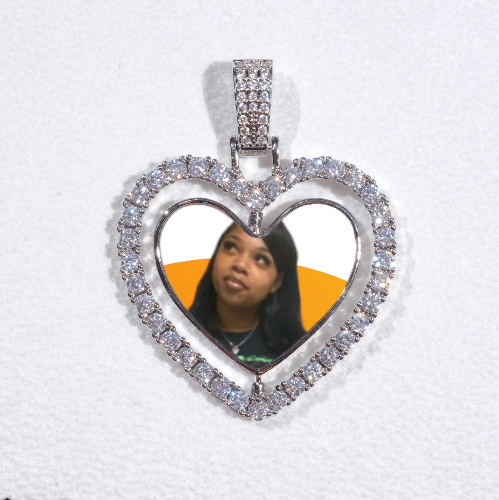 3D Spinning 2-Faced Heart Custom Picture Pendant