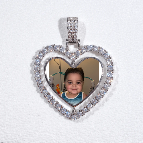 3D Spinning 2-Faced Heart Custom Picture Pendant