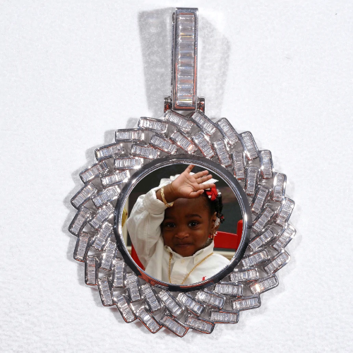 Large 3D Baguette Custom Picture Pendant