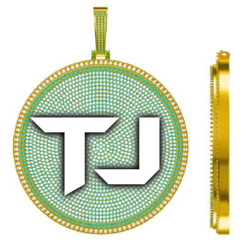 CUSTOM LETTER NECKLACE 3D BIG DISC