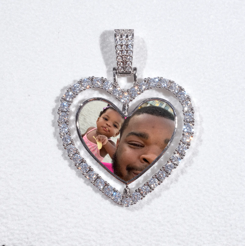 3D Spinning 2-Faced Heart Custom Picture Pendant