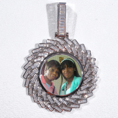 Large 3D Baguette Custom Picture Pendant