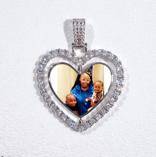 3D Spinning 2-Faced Heart Custom Picture Pendant