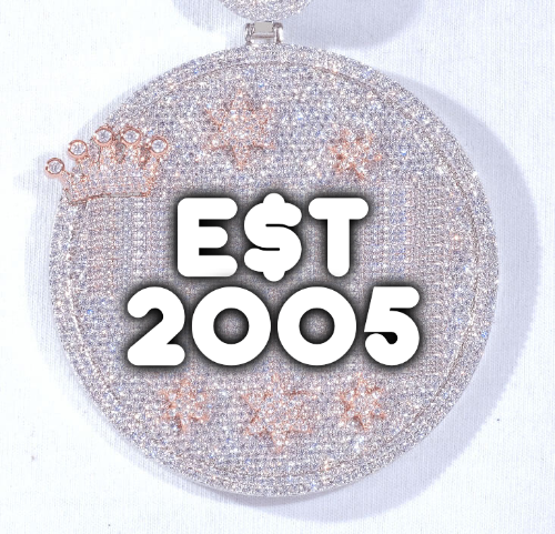 CUSTOM LETTER NECKLACE 3D BIG CROWN DISC