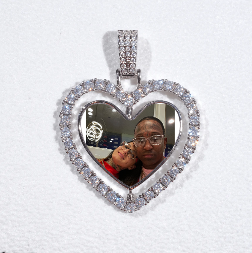 3D Spinning 2-Faced Heart Custom Picture Pendant
