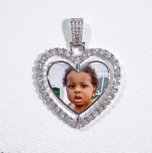 3D Spinning 2-Faced Heart Custom Picture Pendant
