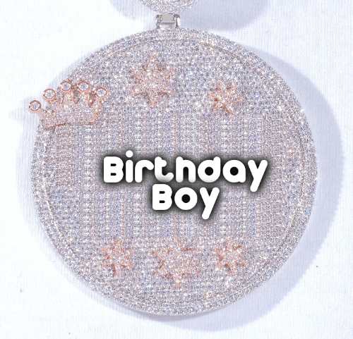 CUSTOM LETTER NECKLACE 3D BIG CROWN DISC
