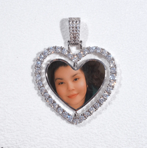 3D Spinning 2-Faced Heart Custom Picture Pendant