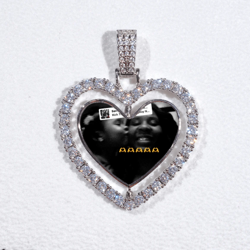 3D Spinning 2-Faced Heart Custom Picture Pendant