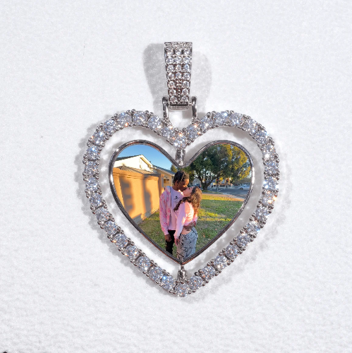 3D Spinning 2-Faced Heart Custom Picture Pendant