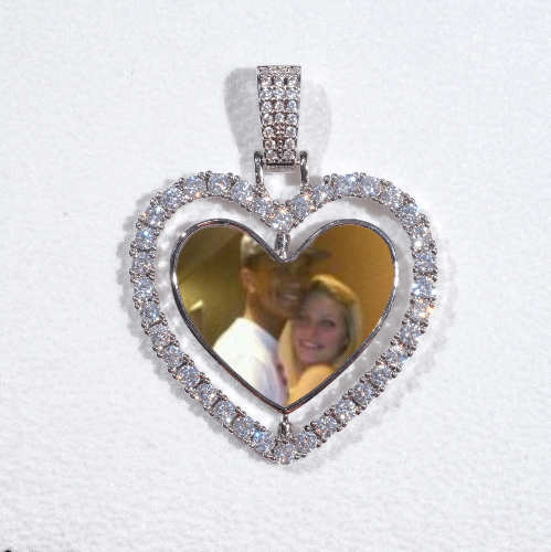 3D Spinning 2-Faced Heart Custom Picture Pendant