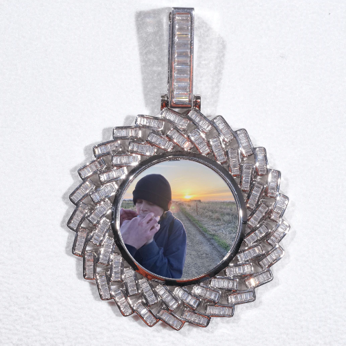 Large 3D Baguette Custom Picture Pendant