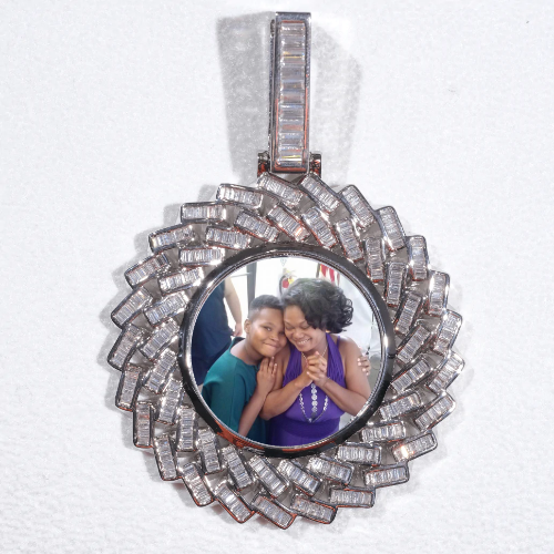 Large 3D Baguette Custom Picture Pendant