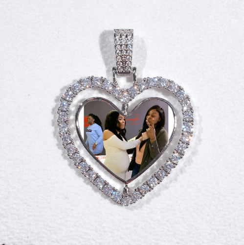 3D Spinning 2-Faced Heart Custom Picture Pendant