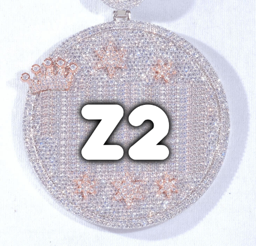 CUSTOM LETTER NECKLACE 3D BIG CROWN DISC