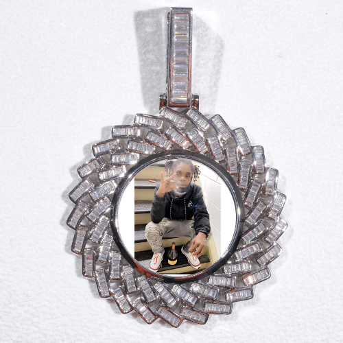 Large 3D Baguette Custom Picture Pendant