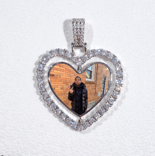 3D Spinning 2-Faced Heart Custom Picture Pendant