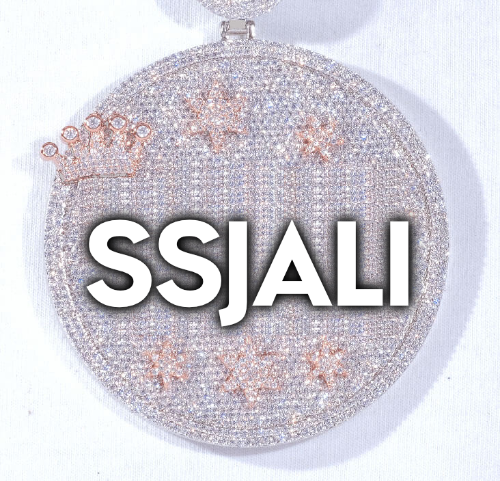 CUSTOM LETTER NECKLACE 3D BIG CROWN DISC