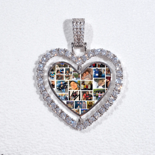 3D Spinning 2-Faced Heart Custom Picture Pendant