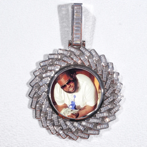 Large 3D Baguette Custom Picture Pendant