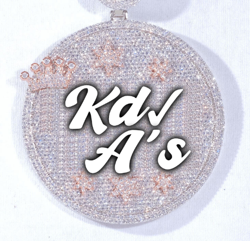 CUSTOM LETTER NECKLACE 3D BIG CROWN DISC
