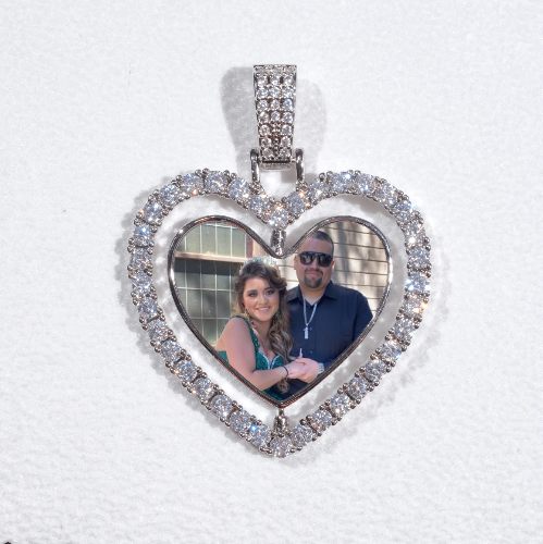 3D Spinning 2-Faced Heart Custom Picture Pendant